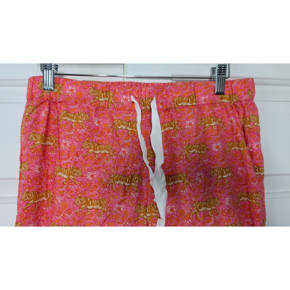 J. Crew Factory Short Sleeve Pajama Set with Cropped Pants Pink Tiger - Picture 8 of 10